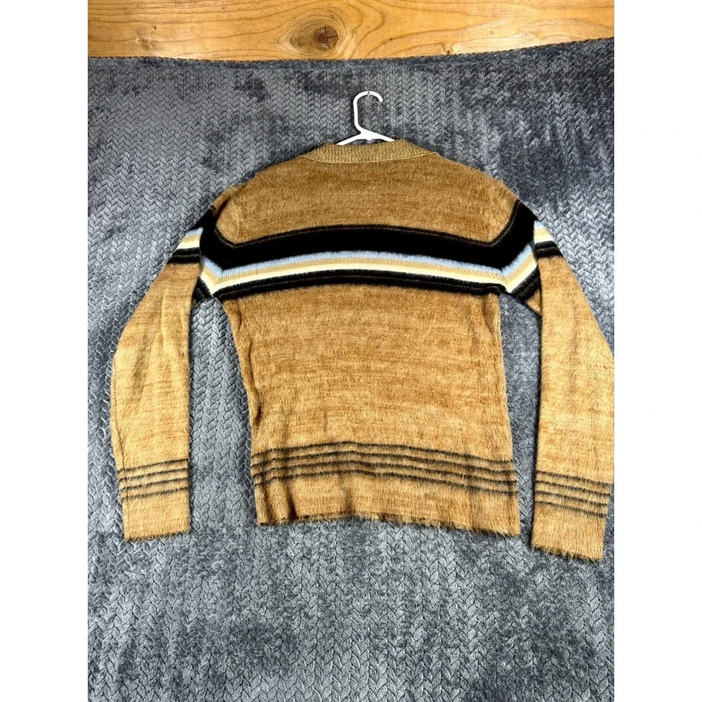 VTG Saturdays In‎ California Sweater Mens Large Multicolor Striped Johnny Collar
